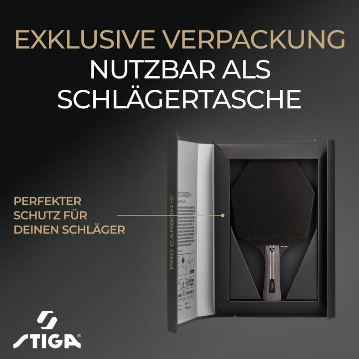 STIGA Pro Carbon+ Cybershape Tischtennisracket, 5-Sterne-Profi-Tischtennisschläger mit sechseckiger