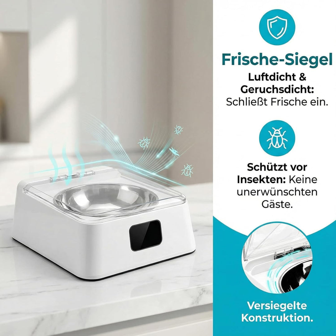 Futterautomat Katze Nassfutter 350 ml – Katzenfutter Automat mit Infrarot Sensor, Leiser Futterspend