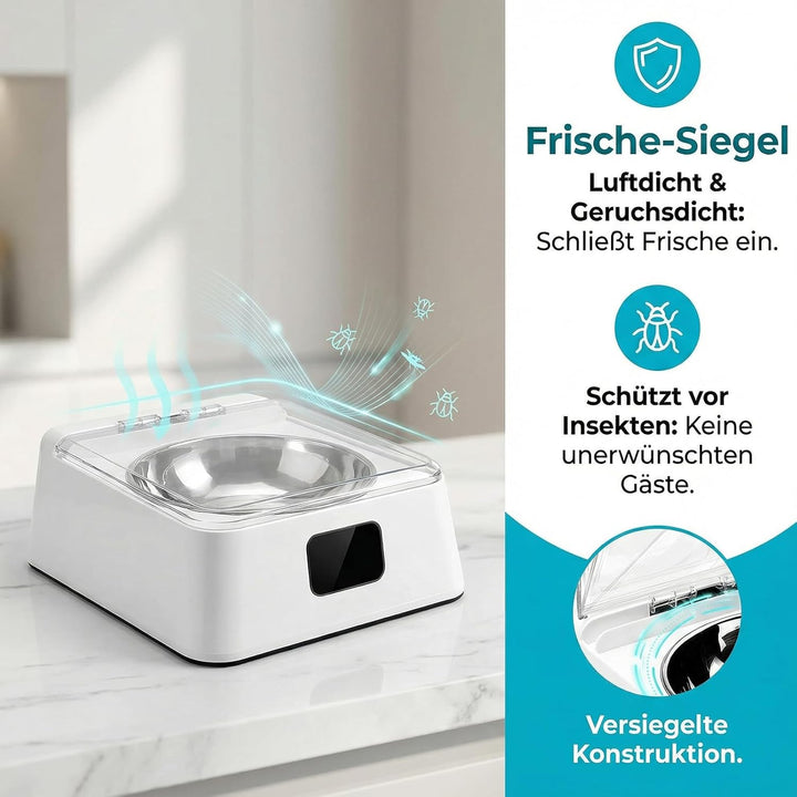 Futterautomat Katze Nassfutter 350 ml – Katzenfutter Automat mit Infrarot Sensor, Leiser Futterspend