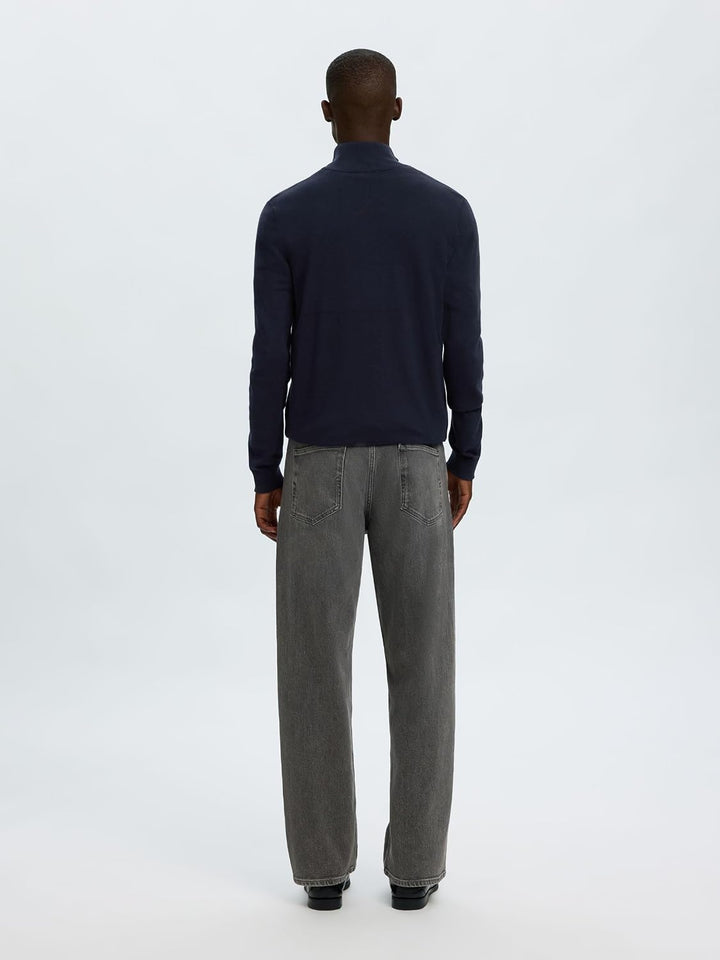 Herren Selected Basic Strickjacke | Einfarbiger Baumwolle Cardigan | SLHBERG Zip Longsleeve Sweatshi