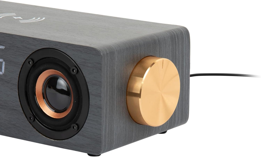 Karlsson Bluetooth Lautsprecher Funkwecker mit LED-Anzeige und kabellosem Laden (Schwarz)
