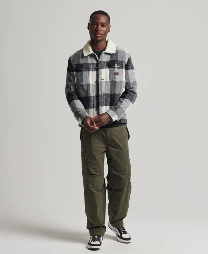 Superdry Herren Highwayman Wool Sherpa Trucker Jacket XXL Black/White, XXL Black/White