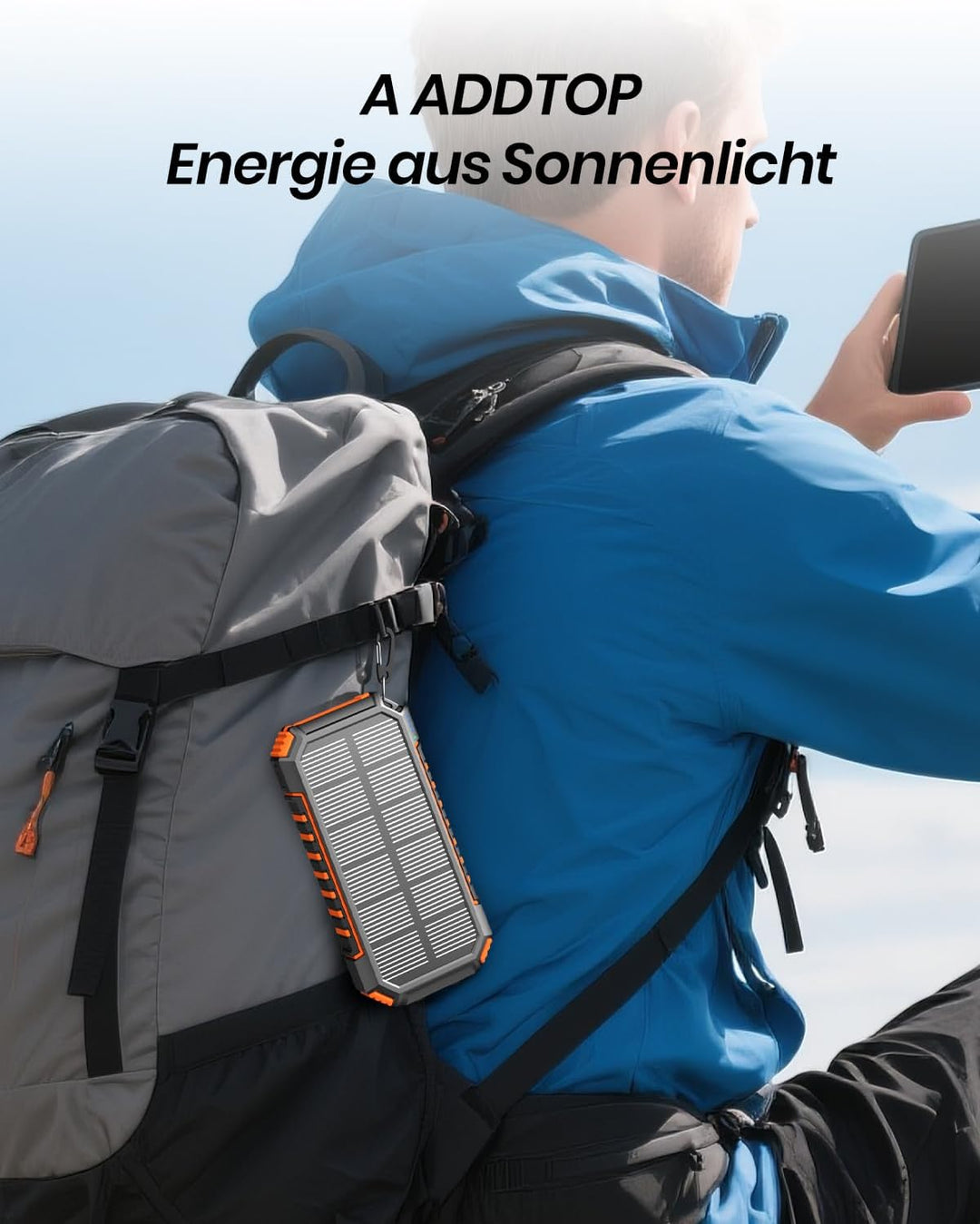 A ADDTOP Solar Power Bank – 26800mAh kabelloses PowerBank mit USB C – 3,0A Schnellladefunktion Tragb