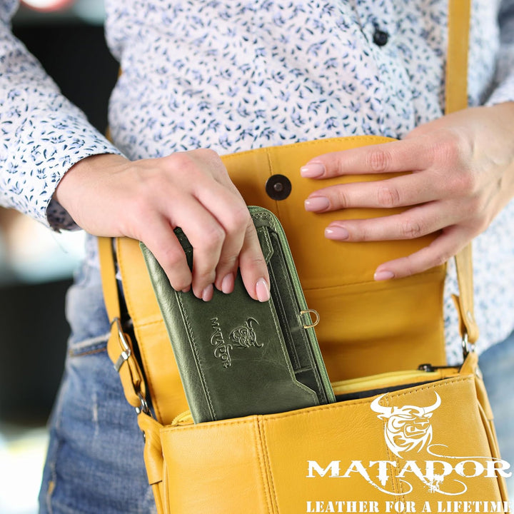 MATADOR |Puebla| Leder Portemonnaie Damen Mittelgross mit edler Geschenkverpackung | Edle Leder Geld