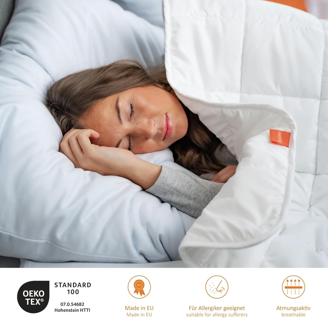 sleepling 2er Set Komfort 100 Kopfkissen, 40 x 80 cm,, waschbar bis 60 Grad, Made in EU, Füll