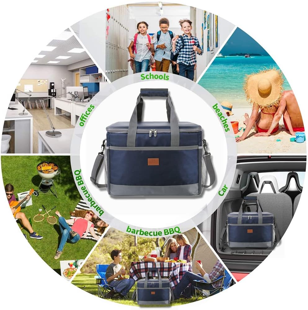 Grosse Faltbar Thermotasche, 36L Kühltasche, Lunchtasche, Picknicktasche, mit Verstellbaren Schulter