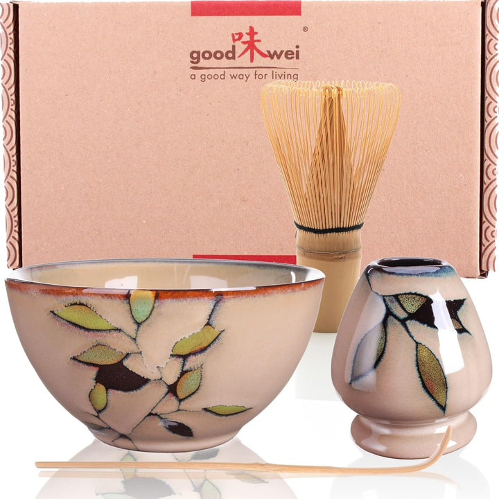 Goodwei Japanisches Matcha Komplett-Set mit hochwertiger Teeschale (Bamboo, 80) Bamboo 80, Bamboo 80