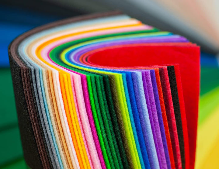 Bastelset: 40 x Filzstoff, Bastelfilz in verschiedenen Farben, Filz: 30 x 30 cm mit Schneidelineal u