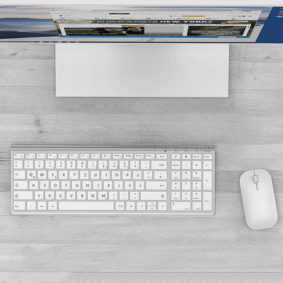 seenda Tastatur Maus Set Kabellos, Wiederaufladbare Aluminium Tastatur mit kompaktes Design, Ultradü