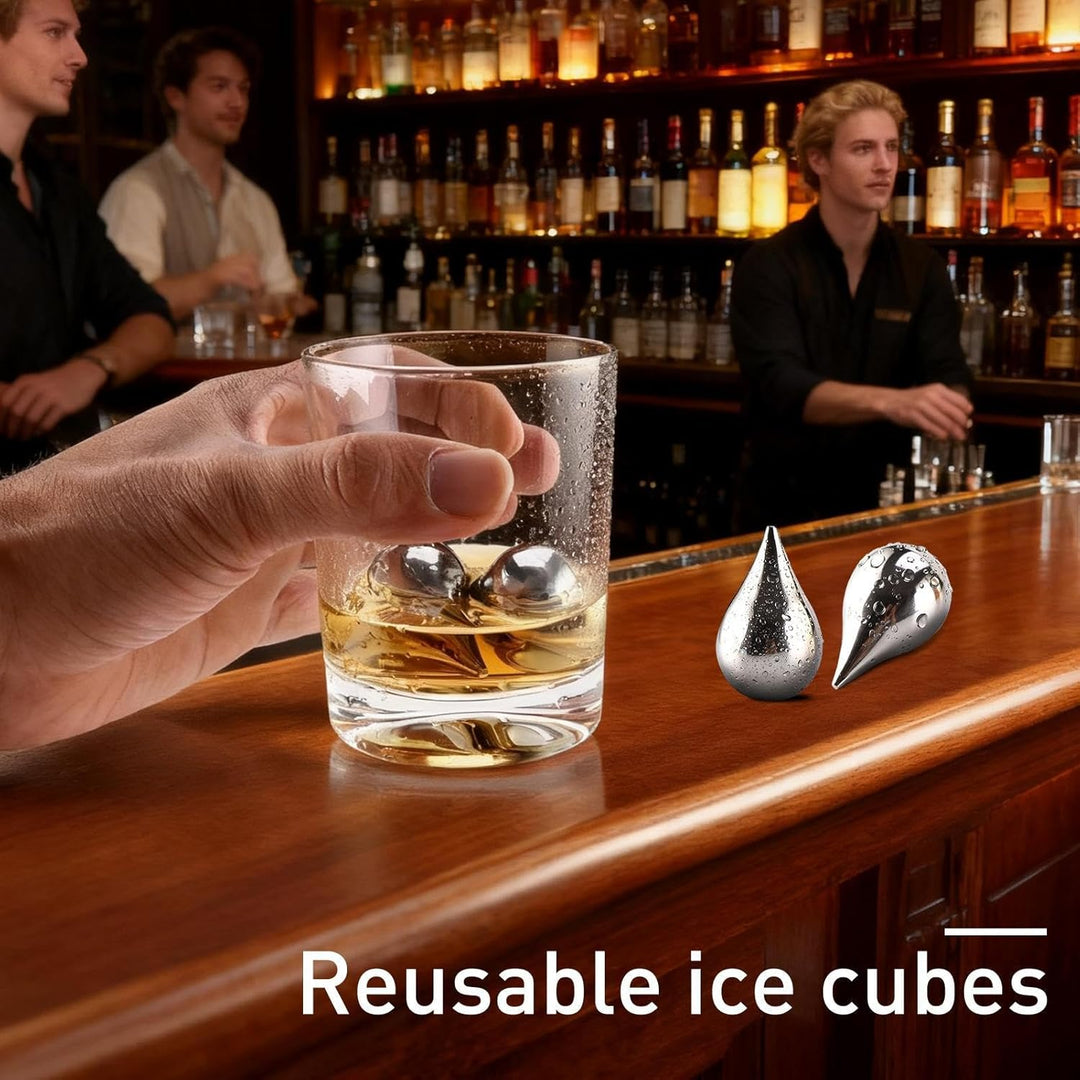 Stahl Block,6 Stück Wiederverwendbare Tropfenform | Getränkekühler Kühlsteine würfel Kugeln | für Ei