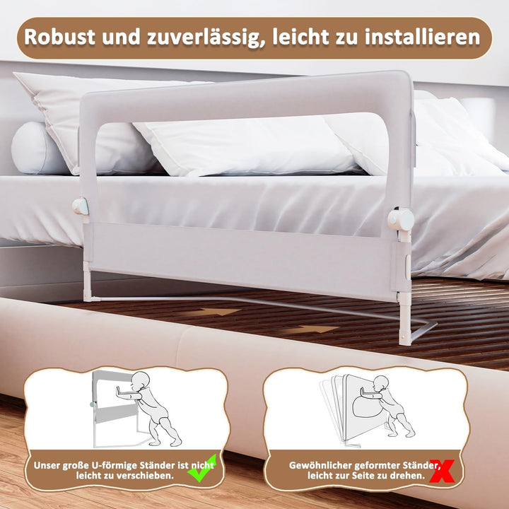 180 cm Bettgitter Rausfallschutz Klappbar, 72-86 cm höhenverstellbar Rausfallschutz Kinderbett, zusa