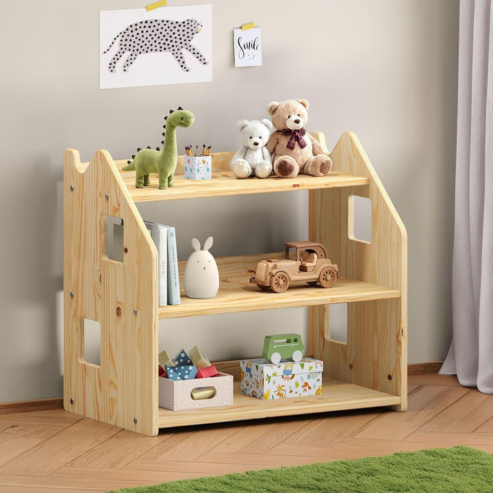 IDIMEX Kinderregal Yasmin 3 Ablagen Natur - Montessori Regal für Spielzeug und Bücher, Kinderzimmer