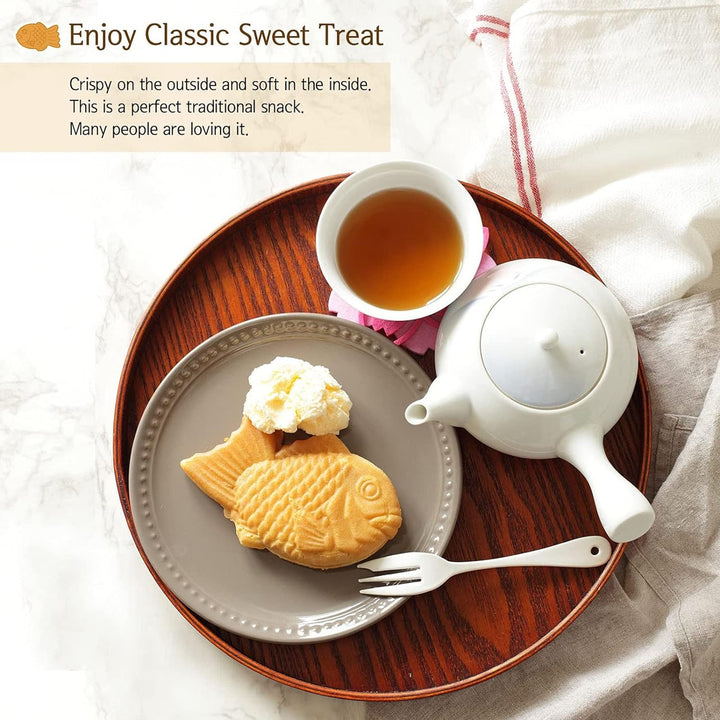 Taiyaki Fish Shape Cake Pan, 4 Trays Non Stick Waffle Cake Maker Pan mit Anti Scalding Handle, Alumi