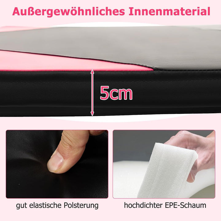 GYMAX Gymnastikmatte faltbar, tragbare Trainingsmatte mit Griffen & Klettverschlüssen, Weichbodenmat