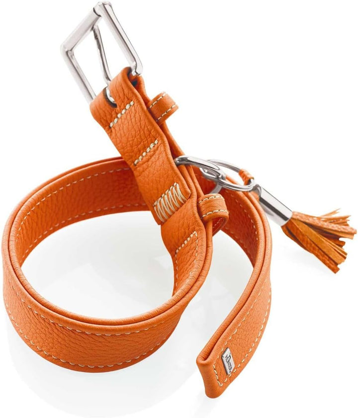 HUNTER CANNES Hundehalsband, Leder, Nappaleder, weich, edel, elegant, 55 (M), orange 55 (M) orange,