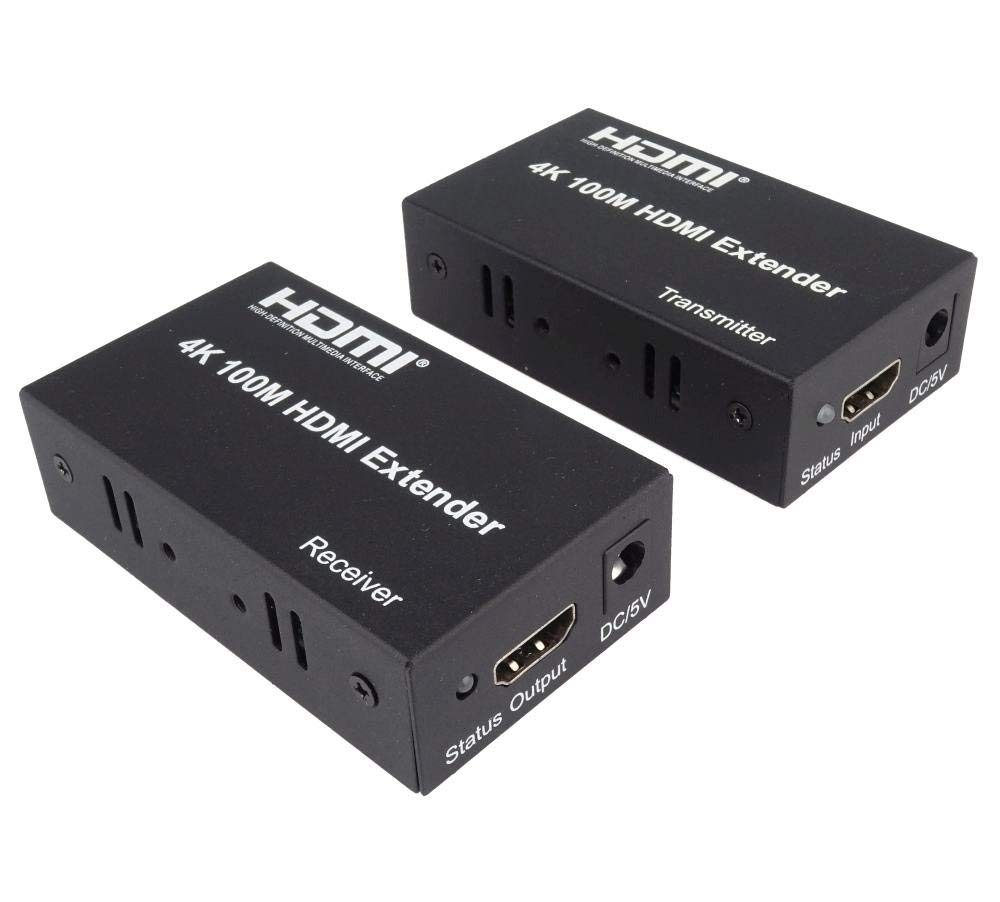 PremiumCord 4K HDMI Extender auf 100m über EIN Cat5e/Cat6 Kabel, Metallgehäuse, LED Status, Kompatib