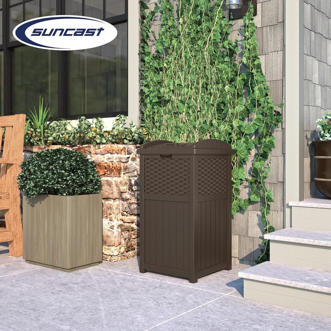 Suncast, 125-Liter gewerblicher Outdoor-Mülleimer mit Deckel für 114–125-Liter-Müllsäcke, geeignet f