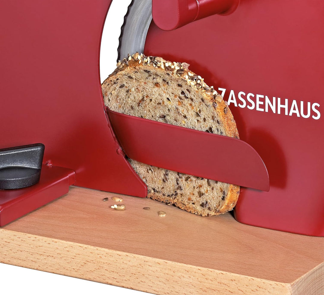 Zassenhaus Brotschneidemaschine PURE rot, manuelle Kurbelmaschine mit Edelstahlmesser, Spezial-Welle