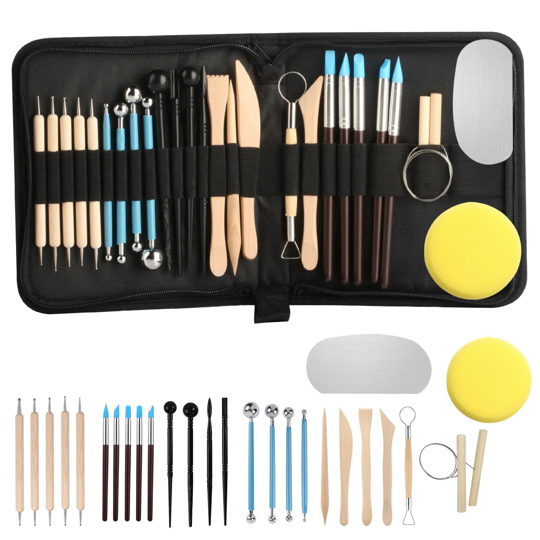 27 Stk Modelierwerkzeug Set,Modelliermasse Werkzeug, Polymer Clay Tools, Sculpting Pottery Set,Keram