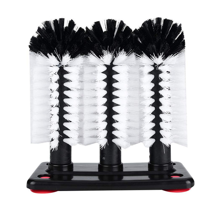 Dreifach-Glasbecher-Waschbürsten, 3 Bürsten Bar Glasbecher-Waschmaschine für Spüle mit Saugnapf-Basi