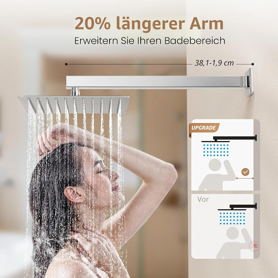 KES Duschsystem Duschkopf Regendusche 3 Funktion mit Handbrause Schlauch Duscharmatur Duschbrause Du