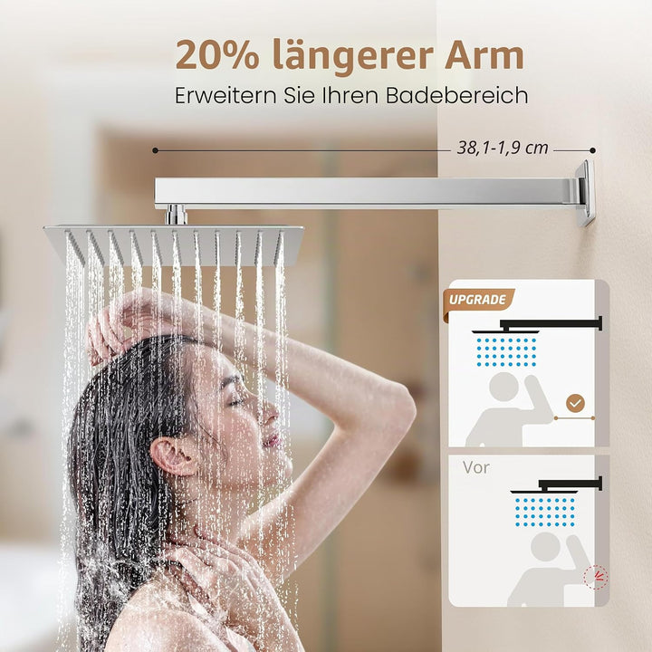 KES Duschsystem Duschkopf Regendusche 3 Funktion mit Handbrause Schlauch Duscharmatur Duschbrause Du
