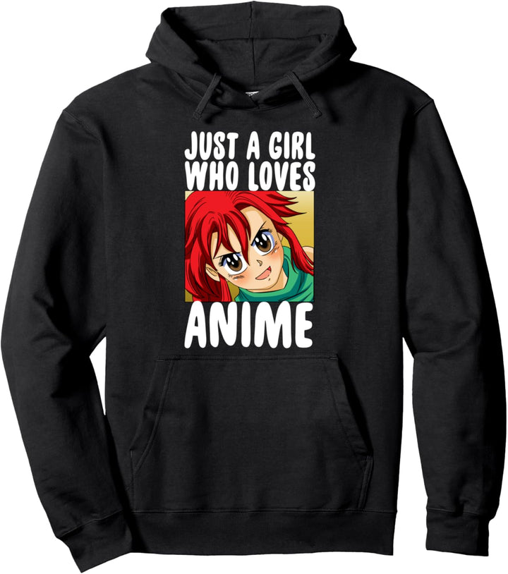 Nur ein Mädchen, das Anime-lustige Animationsgesicht liebt Pullover Hoodie