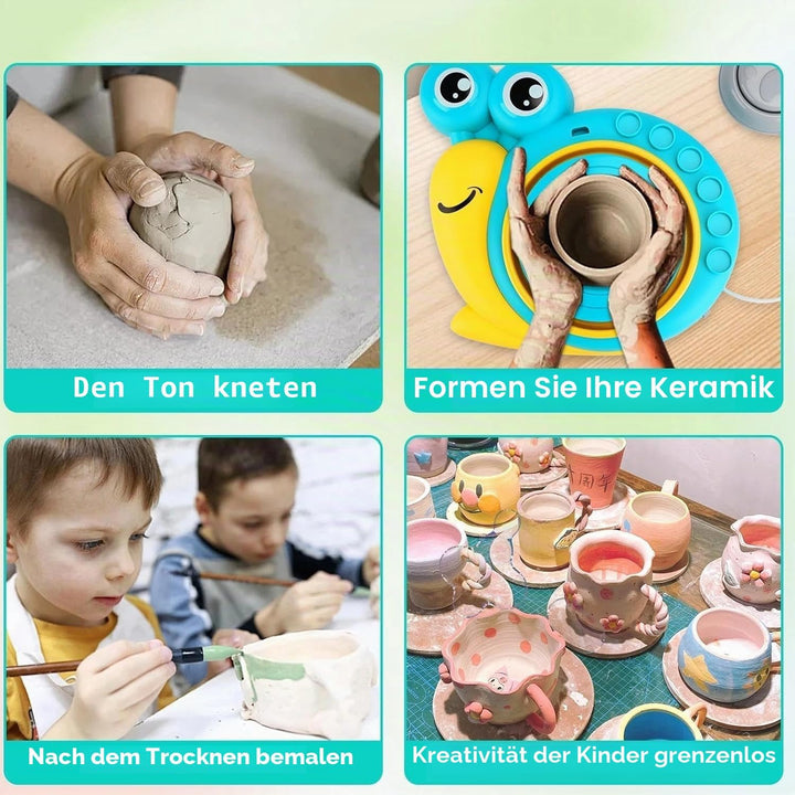 Töpferset für Kinder,Töpferscheibe Elektrisch für Kinder,Pottery Set DIY Töpfern Bastelset,Mini Töpf