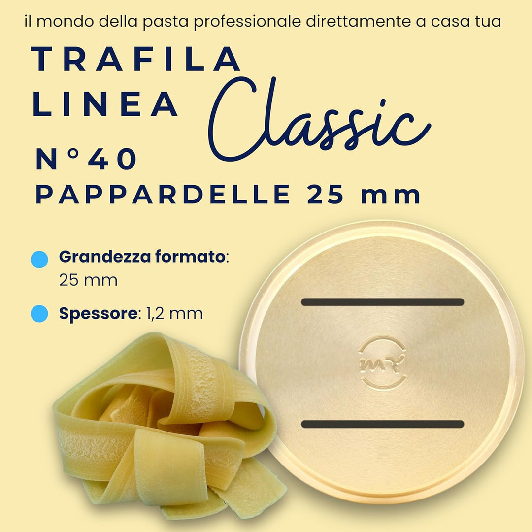 My Trafile - Matrize Linea Classic Nr. 40 Pappardelle 25 mm für Kenwood Presse kompatibel mit Philip