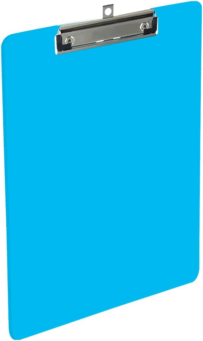 6 Coloured Plastic Clipboards | Strong 12.5 x 9 Inch (A4 Size) Multi Pack Clipboard | Holds 100 Shee