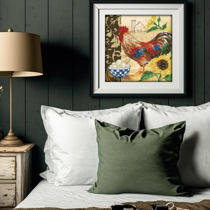 Diamond Dotz DD9-049 Country Rooster, ca. 41 x 41 cm gross, Diamond Painting, Malen mit Diamanten, f