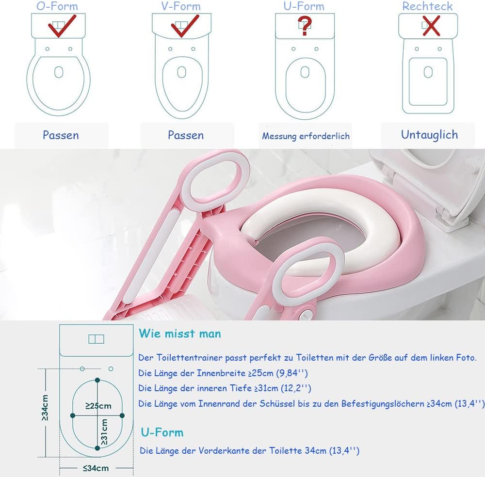 Faltbares Toilettentrainer Toilettensitz Kinder mit Treppe Höhenverstellbar Toilettenaufsatz WC Sitz