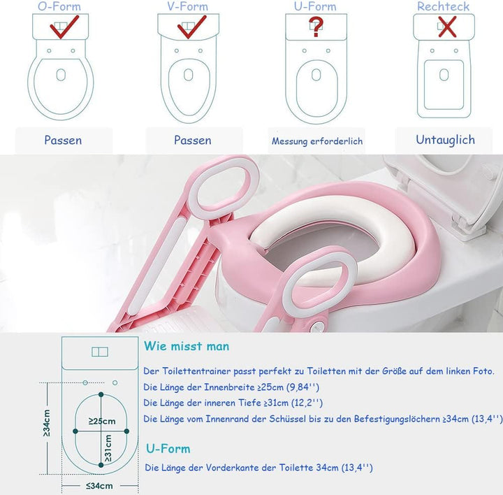 Faltbares Toilettentrainer Toilettensitz Kinder mit Treppe Höhenverstellbar Toilettenaufsatz WC Sitz
