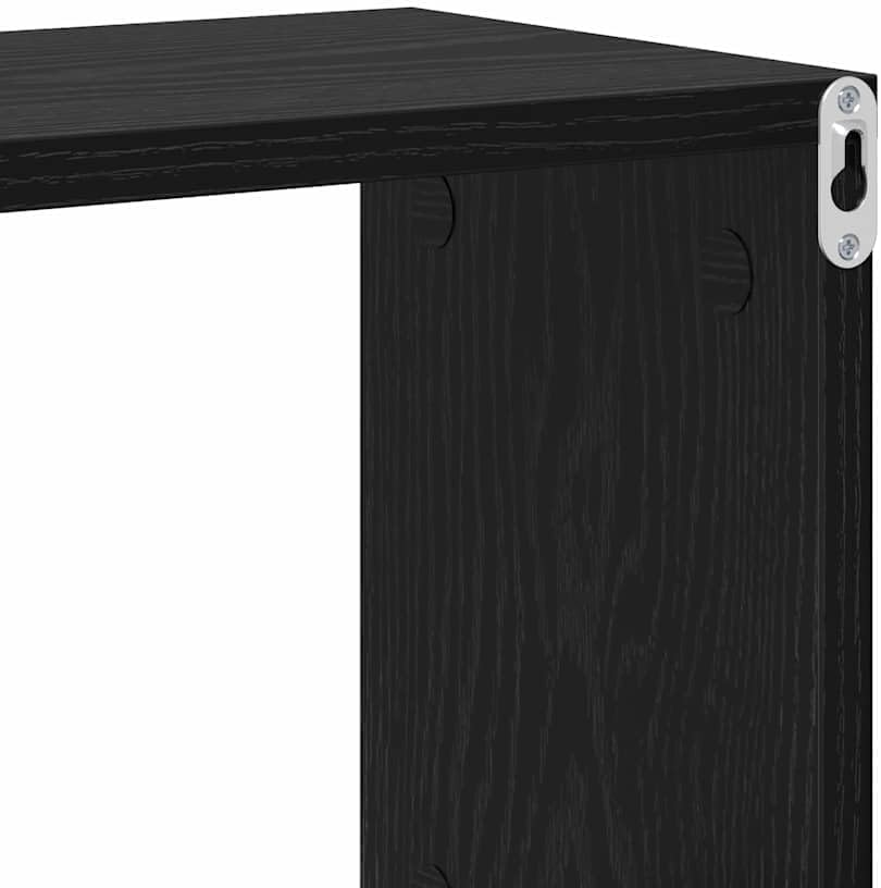 vidaXL Wandregal mit Regal Wandmontiert Schwarz Holzwerkstoff, Büro, modernes rechteckiges Wandregal