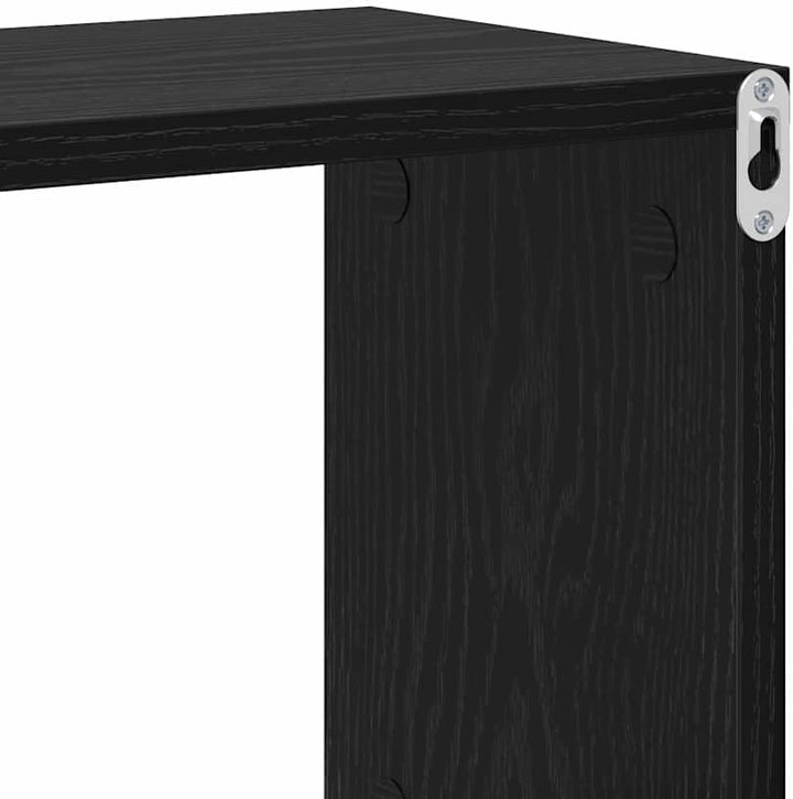 vidaXL Wandregal mit Regal Wandmontiert Schwarz Holzwerkstoff, Büro, modernes rechteckiges Wandregal
