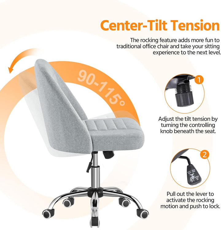 Yaheetech Bürostuhl Schreibtischstuhl Ergonomisch Gepolstert Stoff Drehstuhl mit Rollen Arbeitshocke