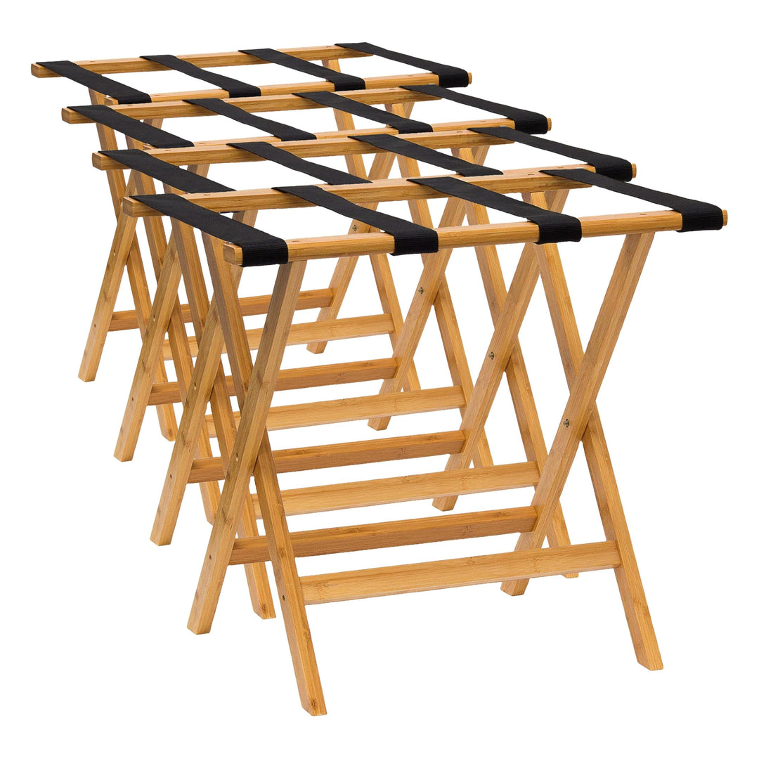 Relaxdays Kofferständer Holz HxBxT 50 x 60 x 37,5 cm Kofferbock aus Bambus mit 4 stabilen Gurten als