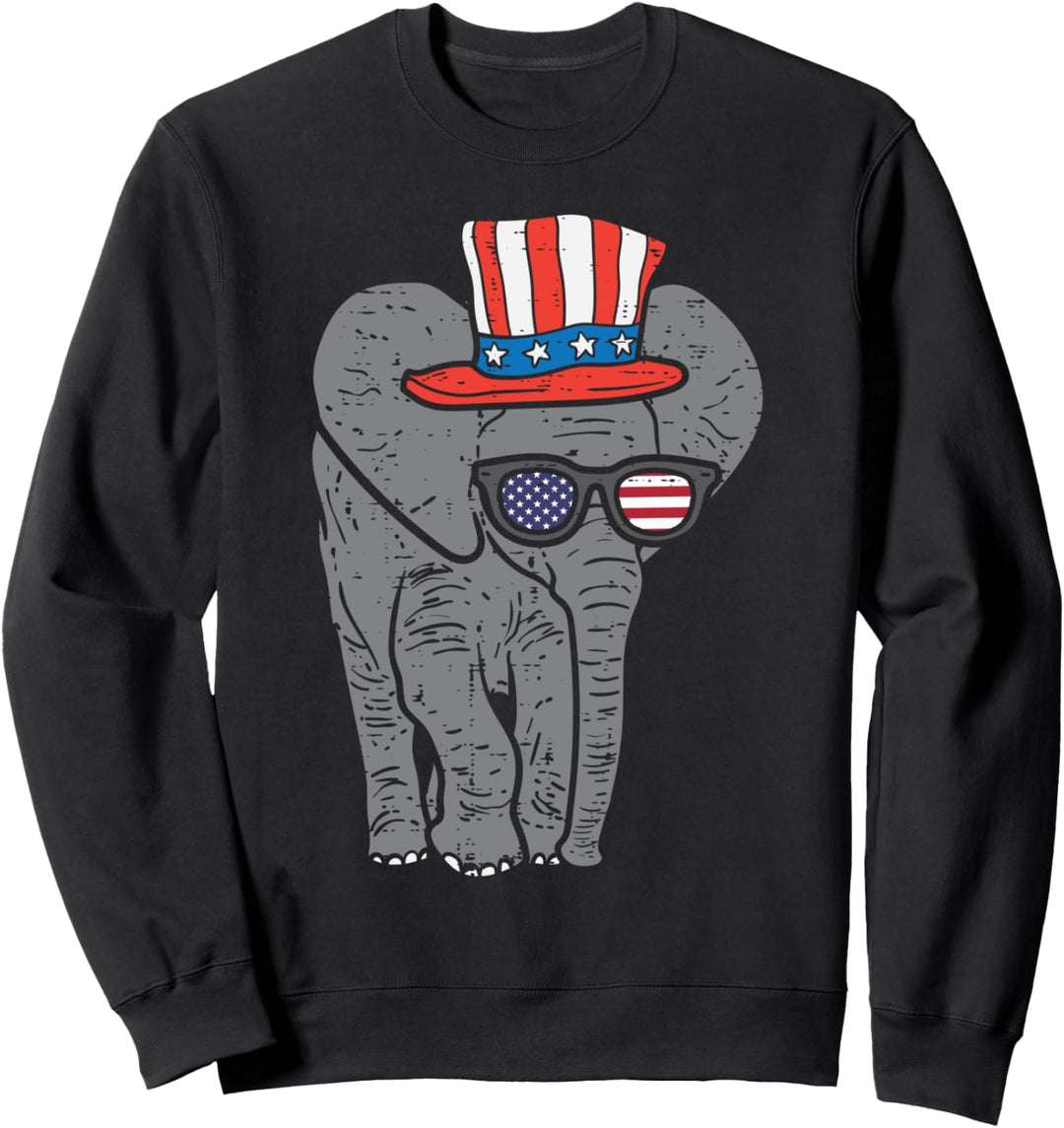 Elephant American Flag USA 4th Of July Fourth Patriot Animal Sweatshirt