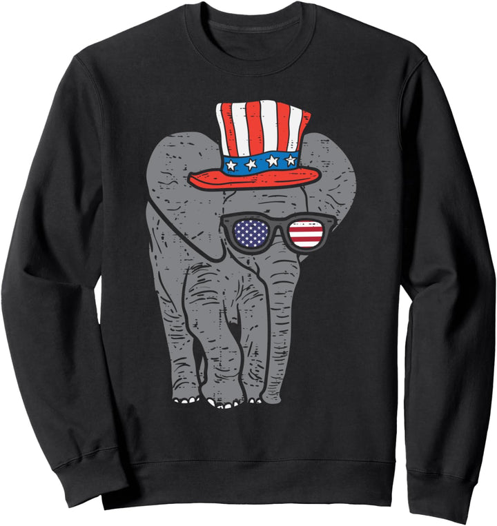 Elephant American Flag USA 4th Of July Fourth Patriot Animal Sweatshirt