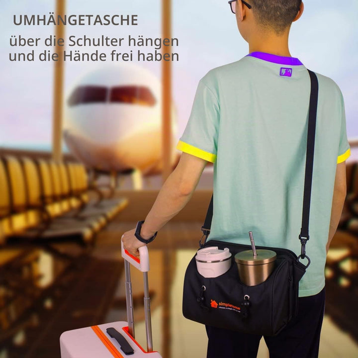 simpletome 4 In 1 Gepäck Becherhalter Reise-Getränkehalter Hält Zwei Umhängetasche Kaffeetassen &amp; Ta