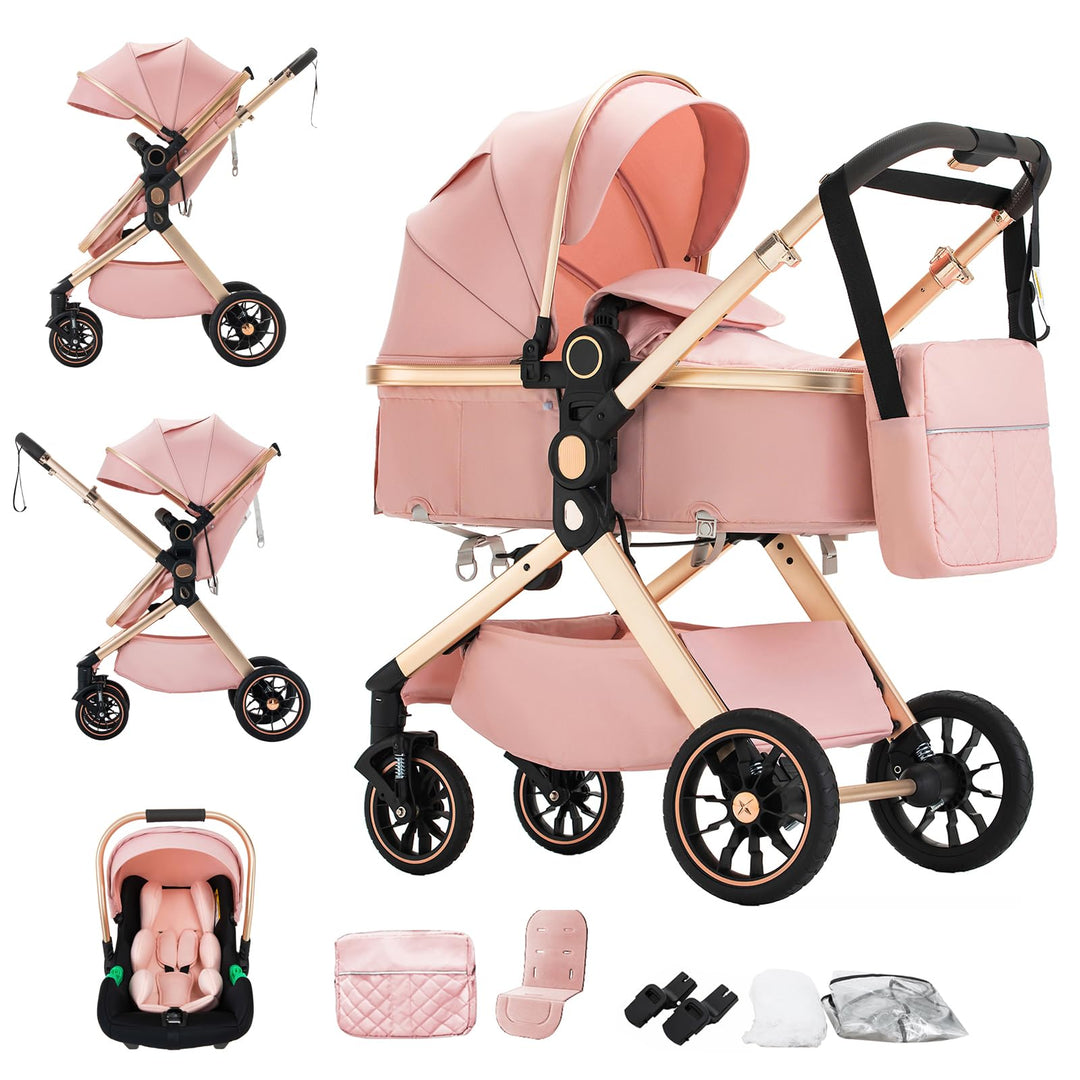 BEBBY 3-in-1 Kinderwagen KombiKinderwagen-Set 2-in-1 Buggy faltbar Luxus Hochlandschaft Neugeborenes
