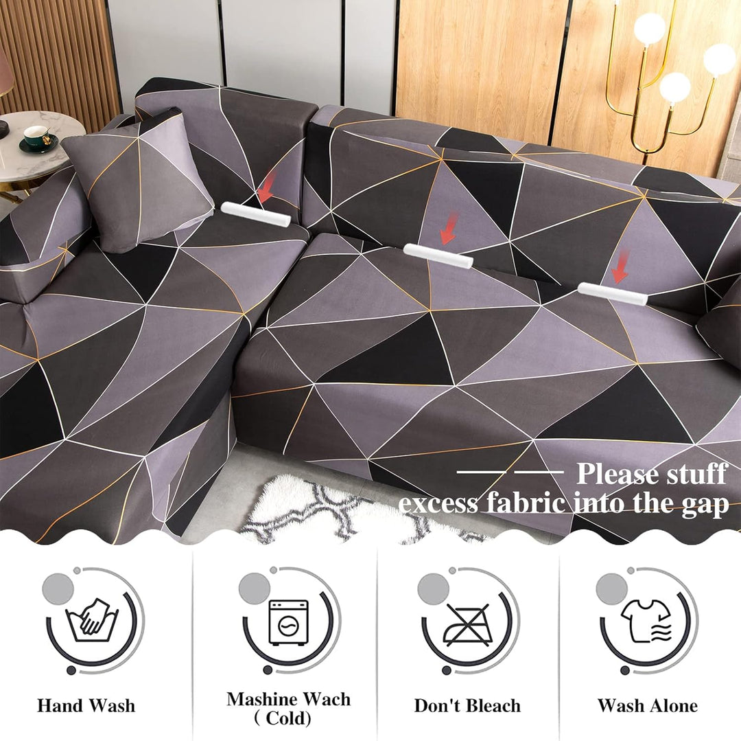 Jaotto Sofa Überwürfe Sofabezug Elastische Spandex Stretch Sofabezüge Couchbezug für L-Form Sofa Uni