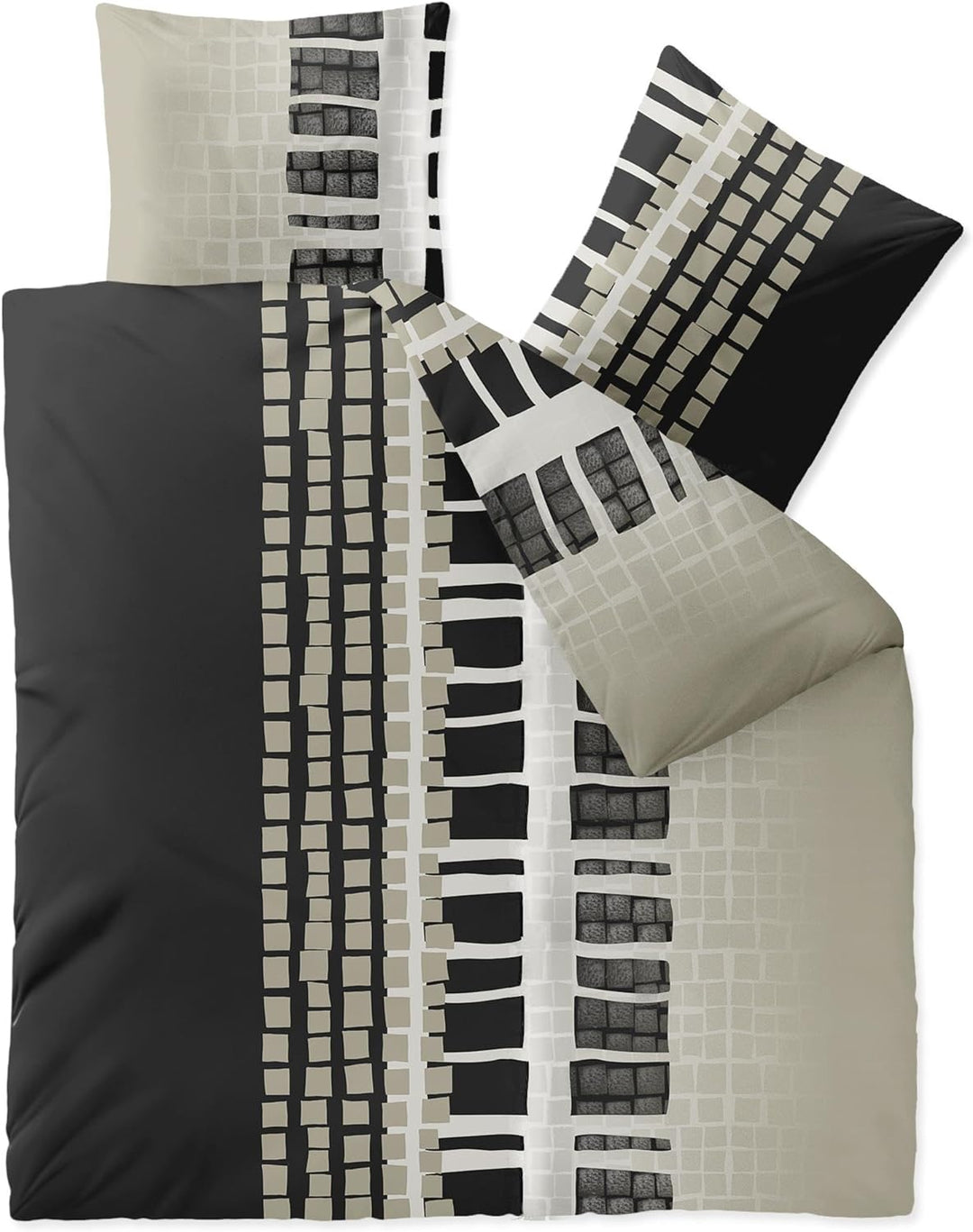 CelinaTex Style Bettwäsche 200 x 200 cm 3teilig Mikrofaser Fleece Bettbezug Daniela Streifen schwarz