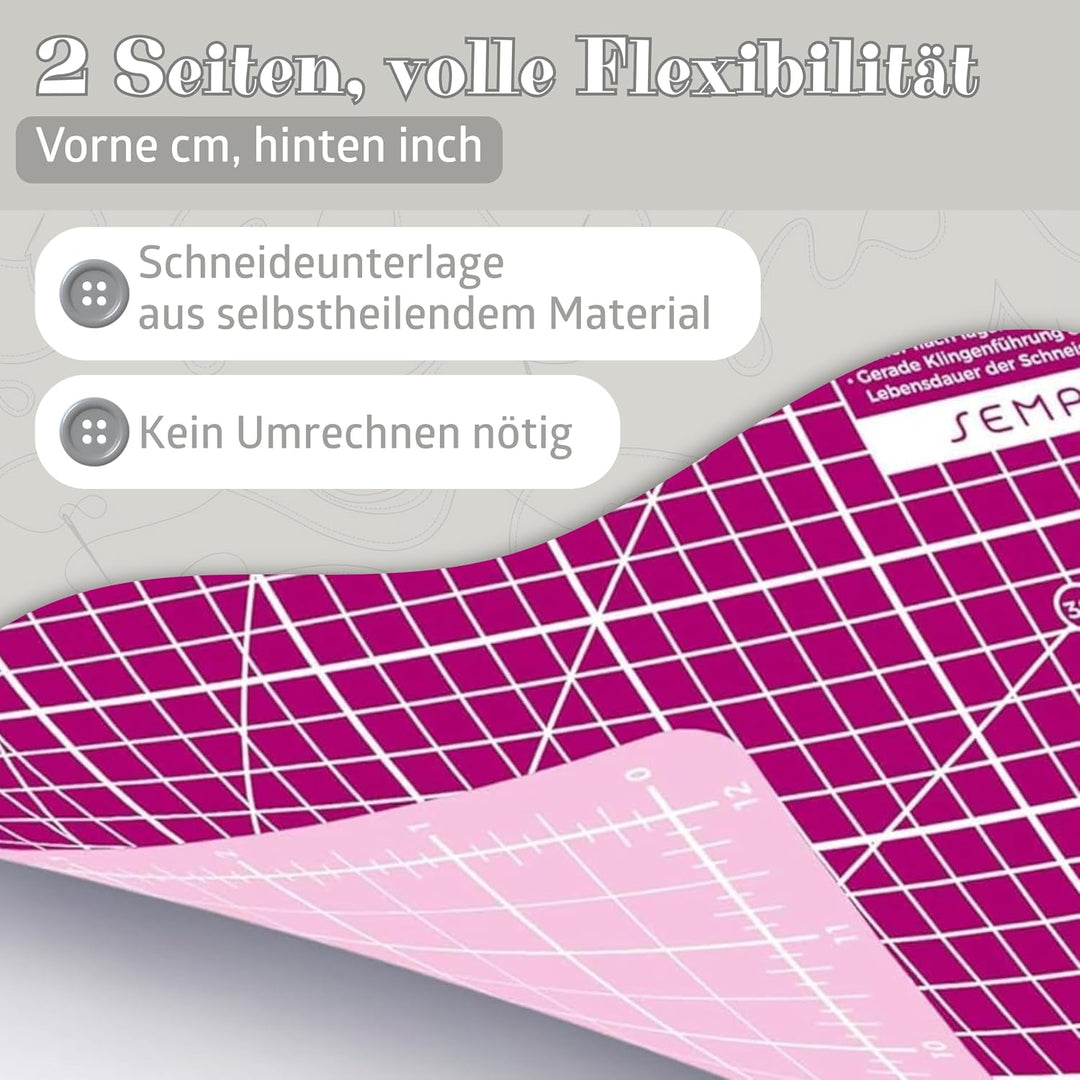 SEMPLIX Schneidematte A1 in Grün, Rosa, Grau, Türkis, Lila. Ideal fürs Basteln, Nähen und Patchworke
