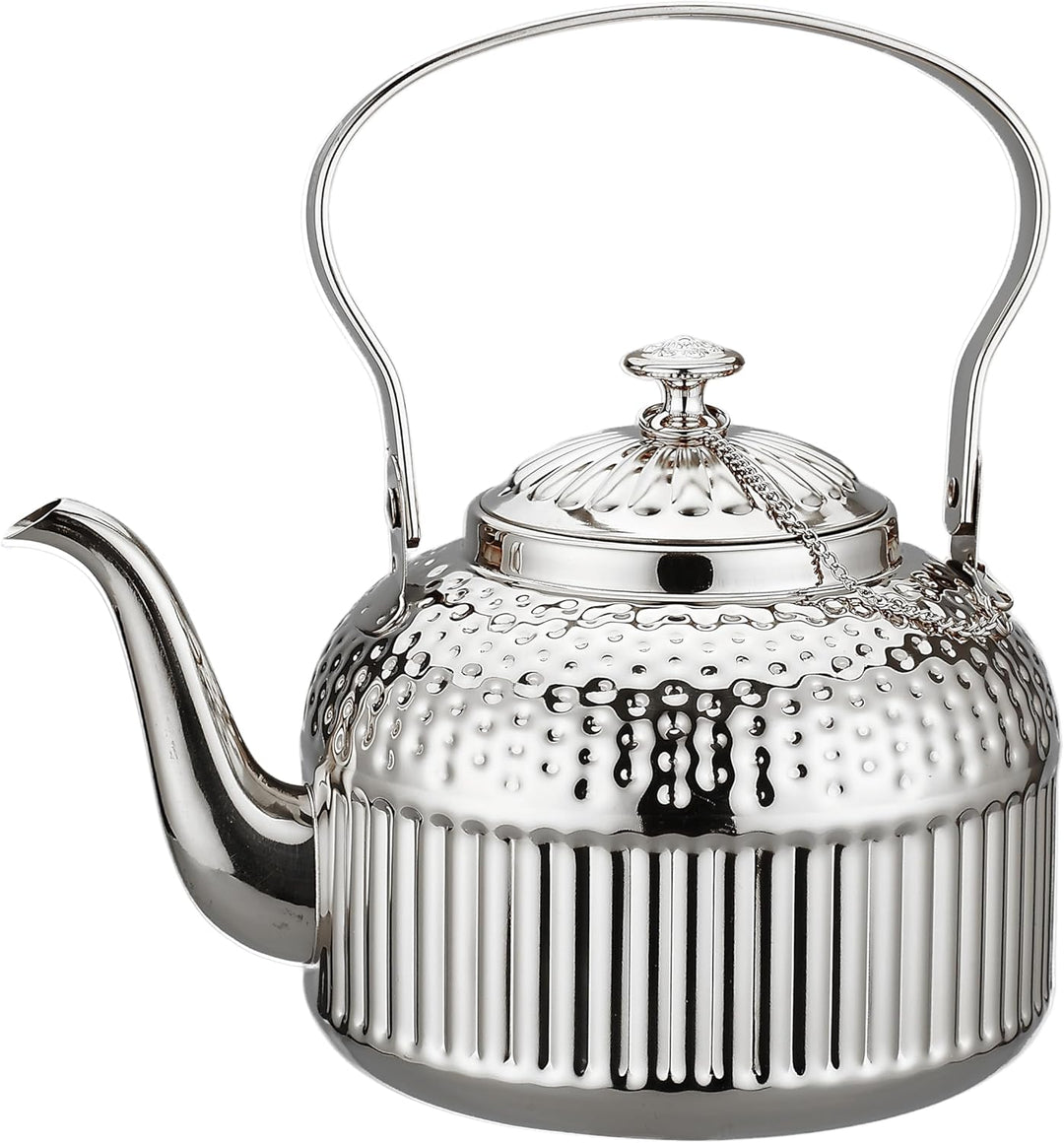 SANQIAHOME® 1,4 Liter Edelstahl-Teekanne mit Siebeinsatz, mit Teesiebgriff,Induktionsgeeignet Silber