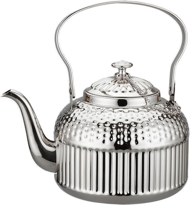 SANQIAHOME® 1,4 Liter Edelstahl-Teekanne mit Siebeinsatz, mit Teesiebgriff,Induktionsgeeignet Silber
