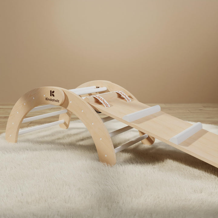 5in1 Kletterbogen mit vielseitiger 2-in-1-Rutsche mit Sicherheitsbändern, Klettergerüst Indoor-Spiel