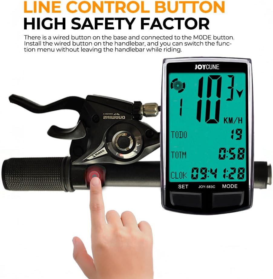 Fahrradcomputer und Kilometerzähler, kabellos, grosses Display, 3,3 Zoll (8,9 cm), MPH, KM/H, Geschw