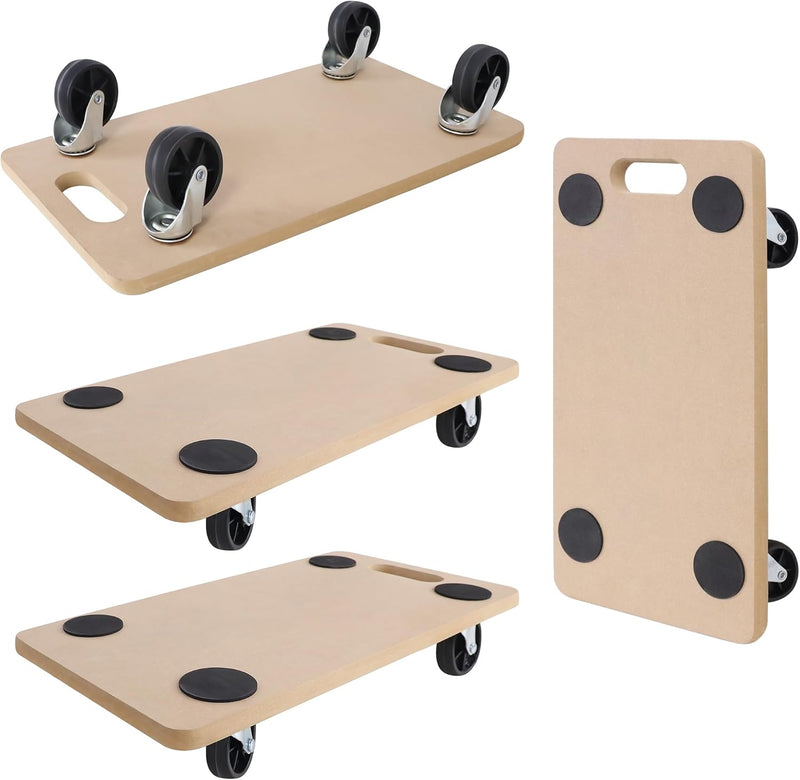 VA-Cerulean Rollbrett 4 Stück Transportroller Möbelroller mit Gummipads Rollbretter max. 200 kg Trag