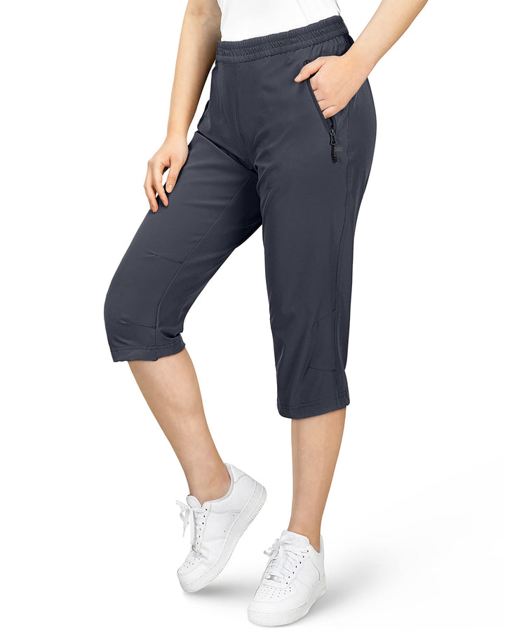 33,000ft Damen 3/4 Hose Capri Wanderhose Stretch Leichte Radhose Taschen Sommer Outdoor Golf Hose 34